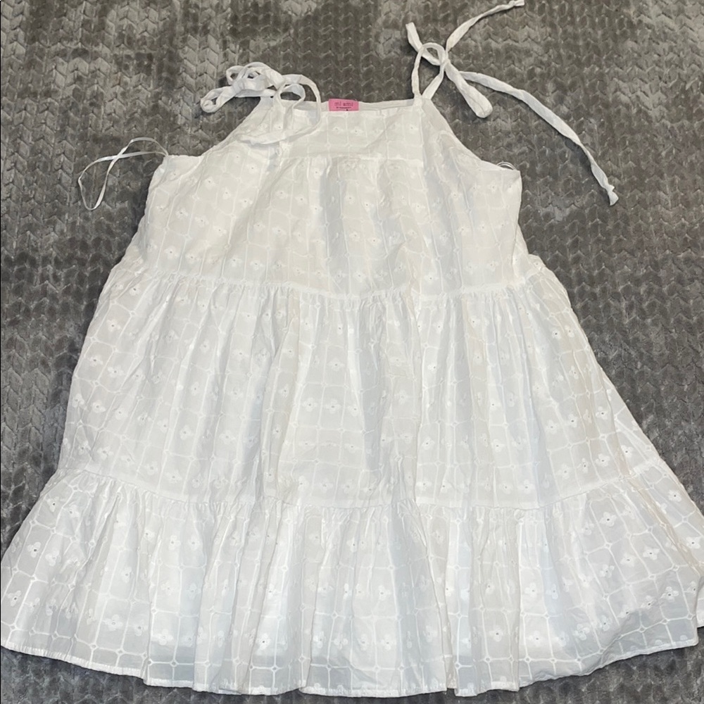 Mi Ami for Francesca’s White Sleeveless Dress w Bow Straps. Cotton. Lined. Large